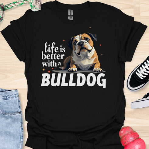Life is better with a bulldog - V1 - Questioning T-Shirt